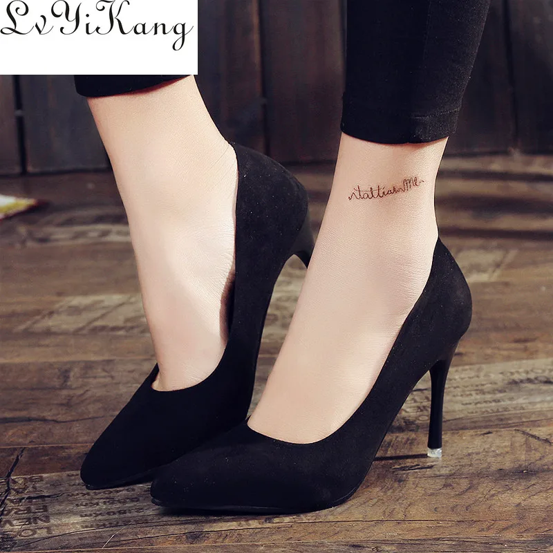 2017 HOT Women Shoes Pointed Toe Pumps Suede Leisure Dress High Heels Boat Wedding Tenis Feminino 10cm | Обувь