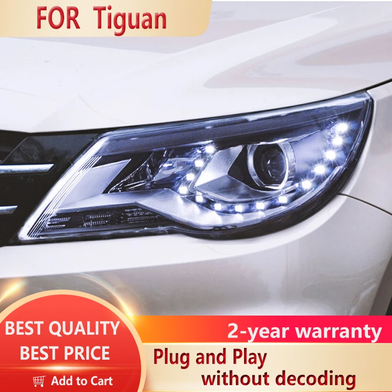 

For Tiguan Headlights 2010-2012 Headlight LED DRL Hid Head Lamp Angel Eye Bi Xenon Beam Accessories