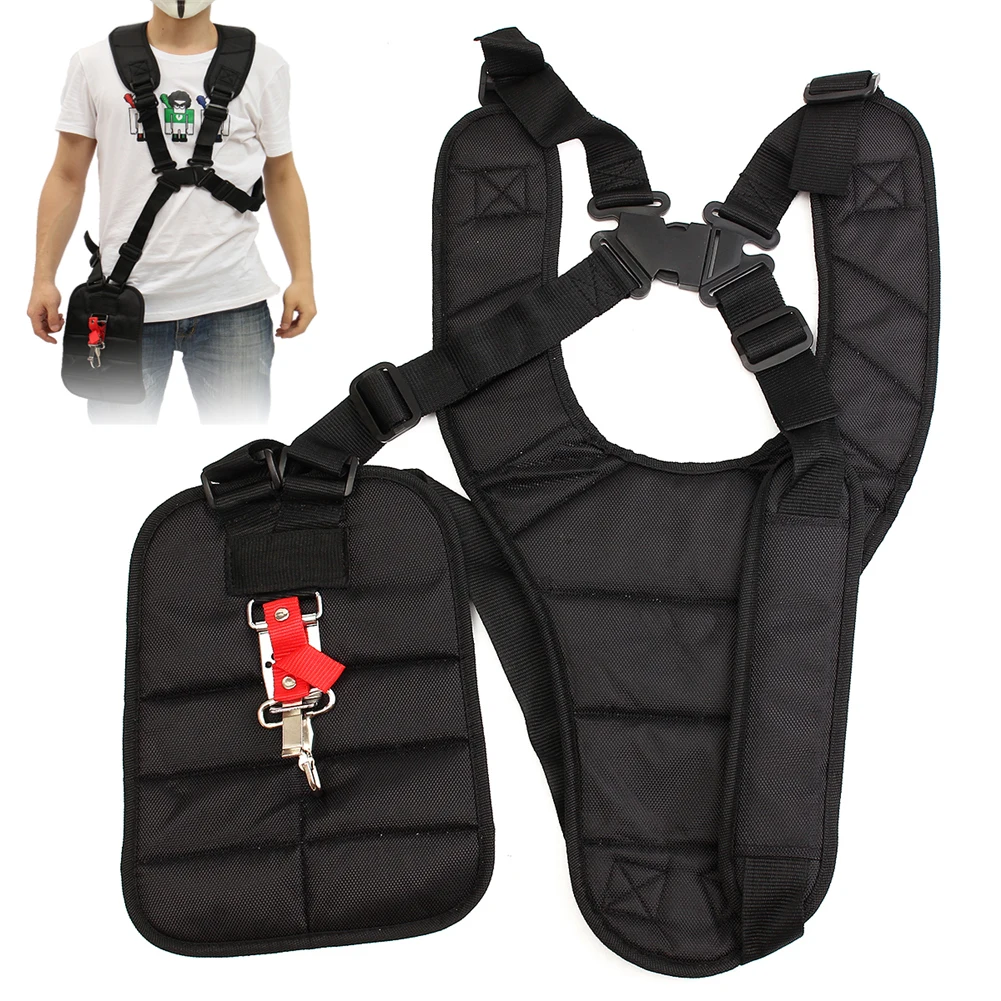 1PC Universal Strimmer Double Shoulder Harness Strap For Brush Cutter Grass Trimmer With Carry Hook Black respectable | Дом и сад
