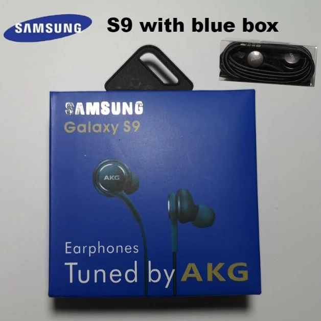 S9 with blue box Samsung AKG Наушники EO-IG955 3,5 мм наушники-вкладыши с микрофоном Проводная гарнитура для samsung Galaxy s10 S9 S8 S7 S6 S5 huawei xiaomi смартфон - Цвет: S9 with blue box
