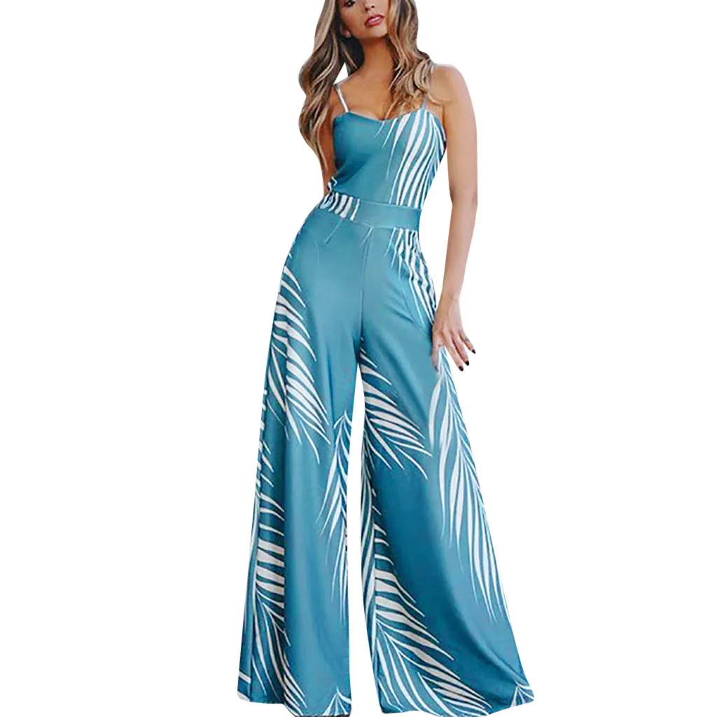 

Women Fashion Floral Print Tanks Jumpsuit Ladies Sling Sleeveless Loose Jumpsuit Female Overall Casual Summer Sexy Jumpsuit