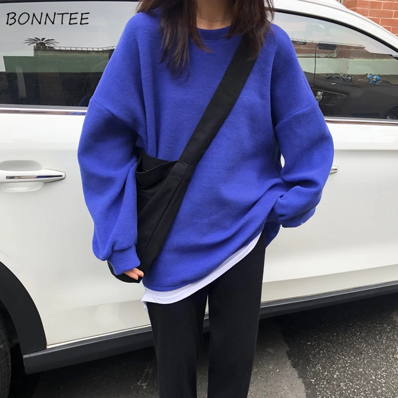 Женская толстовка с круглым вырезом Ulzzang Повседневный пуловер в Корейском стиле