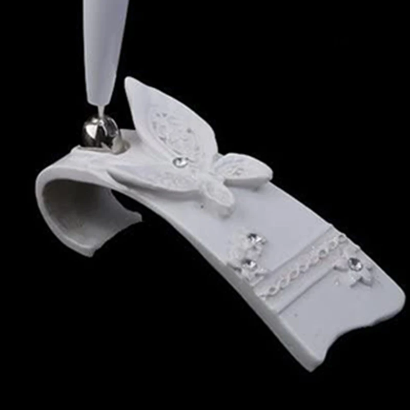 

Wedding Reception Guest Pen with Pen Holder Stand (White Rhinestone Butterfly)