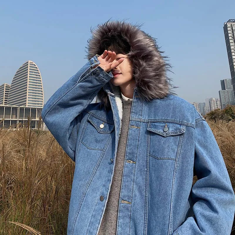 

Мужские зимние ковбойские куртки, японская и шерстяная теплая хлопковая куртка с капюшоном из овечьей шерсти