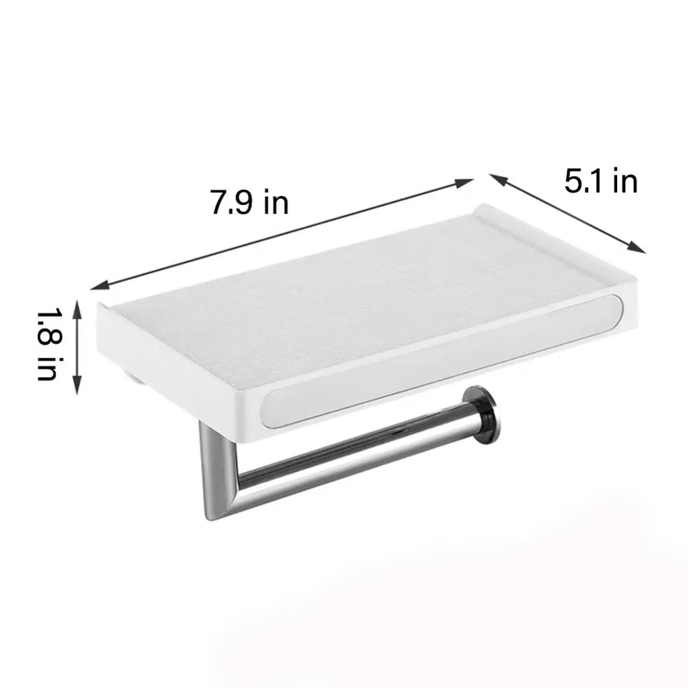 

Toilet Paper Holder with Shelf Eco-friendly toilet paper dispenser Anti-Rust Roll Paper Holder with Phone Shelf