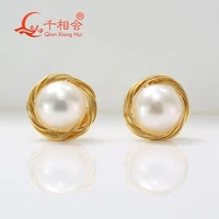 copper clad natural freshwater pearl earrings ear pressure is 925 silver for jewelry making and datting wedding