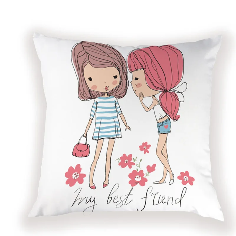 

Best Friend Polyester Soft Pillowcase Pink Chair Pillowcase Home Bedroom Hotel Car Decoration Living Room Cover Size 45x45cm ..