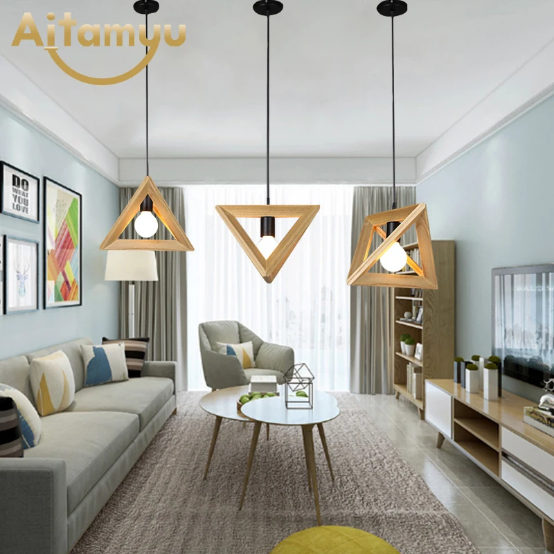 Скандинавская Подвесная лампа деревянный светодиодный светильник цветной