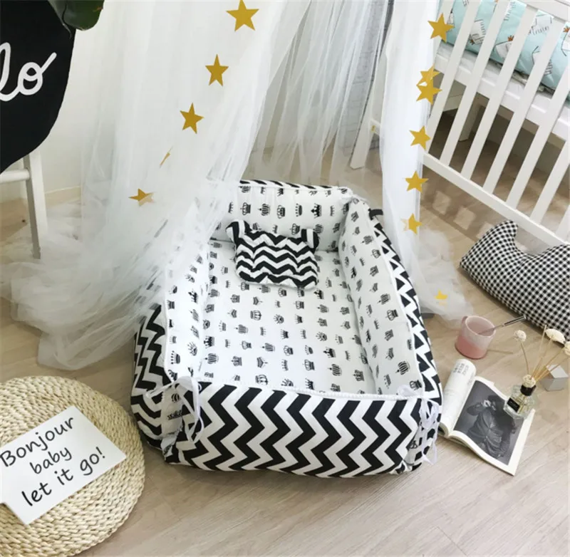 Портативная складная детская кроватка с милым принтом животных бионическая