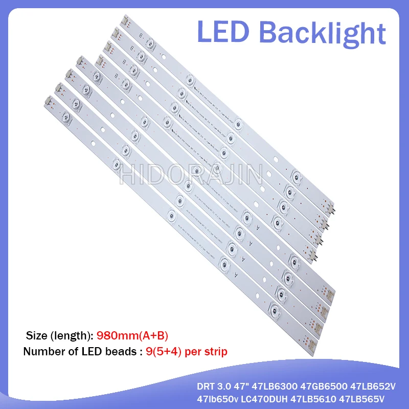 LED Backlight strip 9 Lamp For LG 47&quot TV innotek DRT 3.0 47LB6300 47GB6500 47LB652V 47lb650v LC470DUH 47LB5610 47LB565V | Компьютеры и
