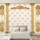 Настенные 3D фрески на заказ, роскошные золотые обои в европейском стиле, в мягпосылка, для гостиной, фона за телевизором