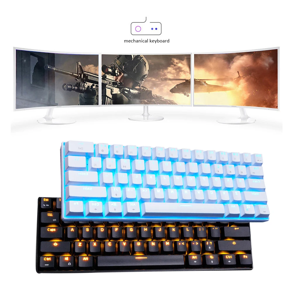 

61 Key Royal Kludge RK61 Bluetooth Wireless/USB Wired Backlit Mechanical Keyboard Mini Portable Dual-Mode RK Axis/Cherry Axis