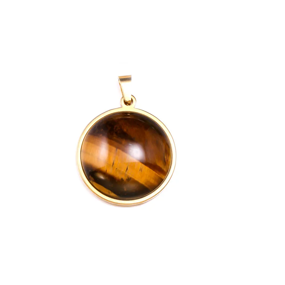 

Round Plated Agates Pendant-18-20mm Natural Stone Necklace New Charm Necklace Accessory Jewelry