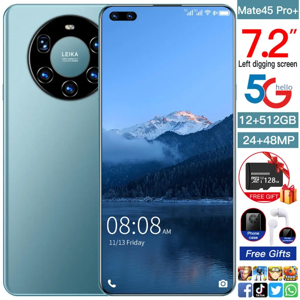 Смартфон Mate45 Pro + восемь ядер экран 128 дюйма 12 Гб 7 2 ГБ|Смартфоны| |