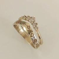 2 pieces1 set of gold crown female ring fashion v shaped diamond jewelry accessories