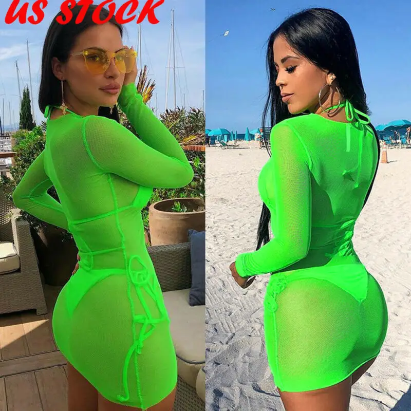 Модное сексуальное женское платье летнее кружевное Сетчатое Прозрачное