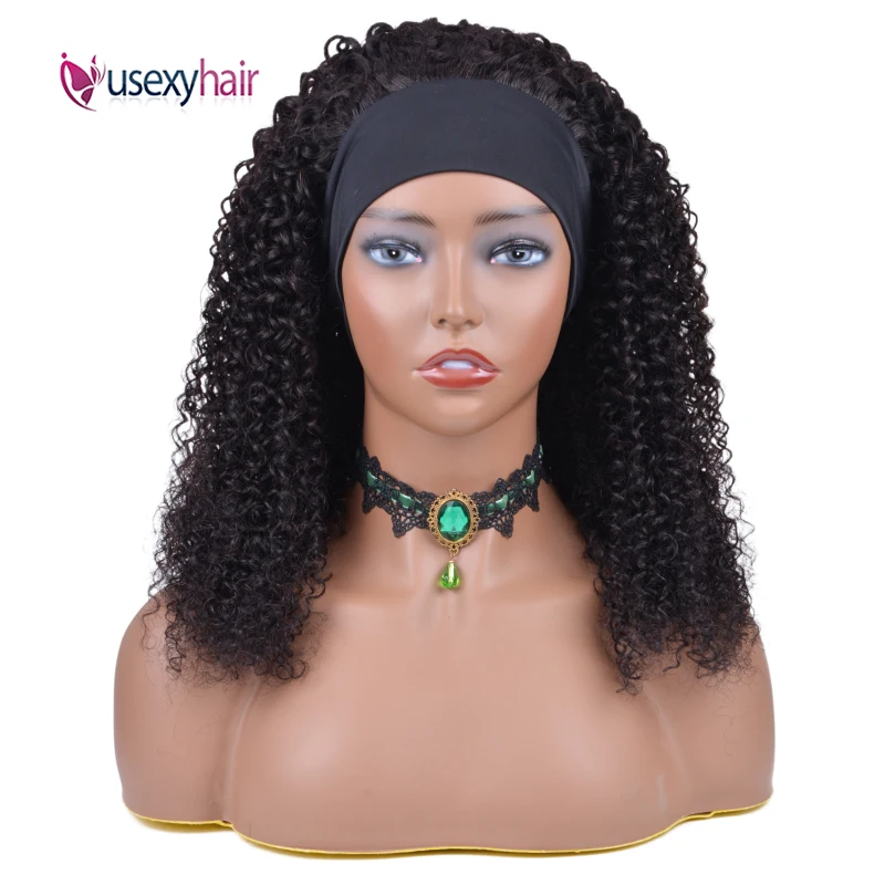 Парик с головной повязкой человеческие волосы 180 плотность вьющиеся