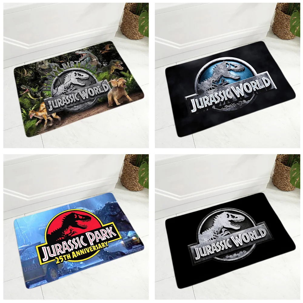 Коврик для прихожей в стиле парка Юрского периода нескользящий фланелевый