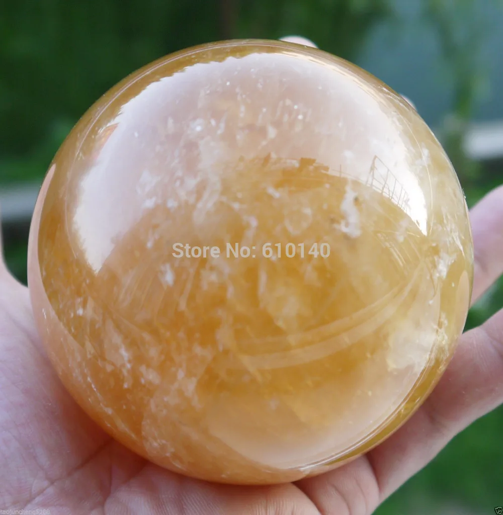 Натуральный цитрин Кальцит кварцевый хрустальный шар исцеление A037 87 мм | Дом и