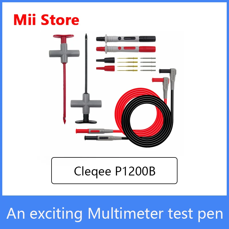 

Cleqee P1200B Multi-purchase puncture probe test lead kit 4mm banana plug test lead replaceable needle for test probe