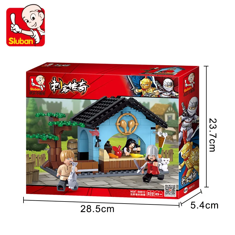 

280PCS+ Sluban Suitable Over 6 Years Old Play War World Magical Assassin Series Ingredients Shop 3 Dolls 1Cat Toys For Children