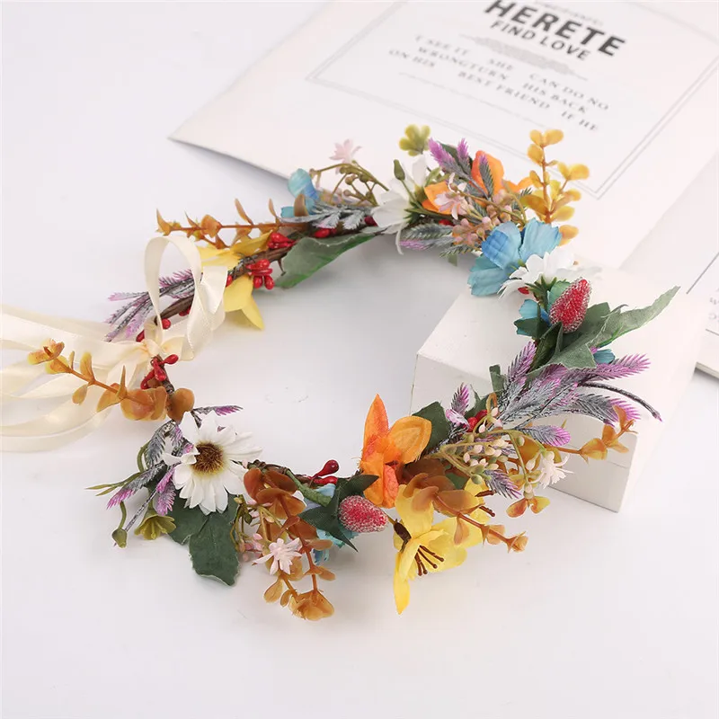 CC Цветочная Корона искусственный Венок Свадебные аксессуары для волос женщин