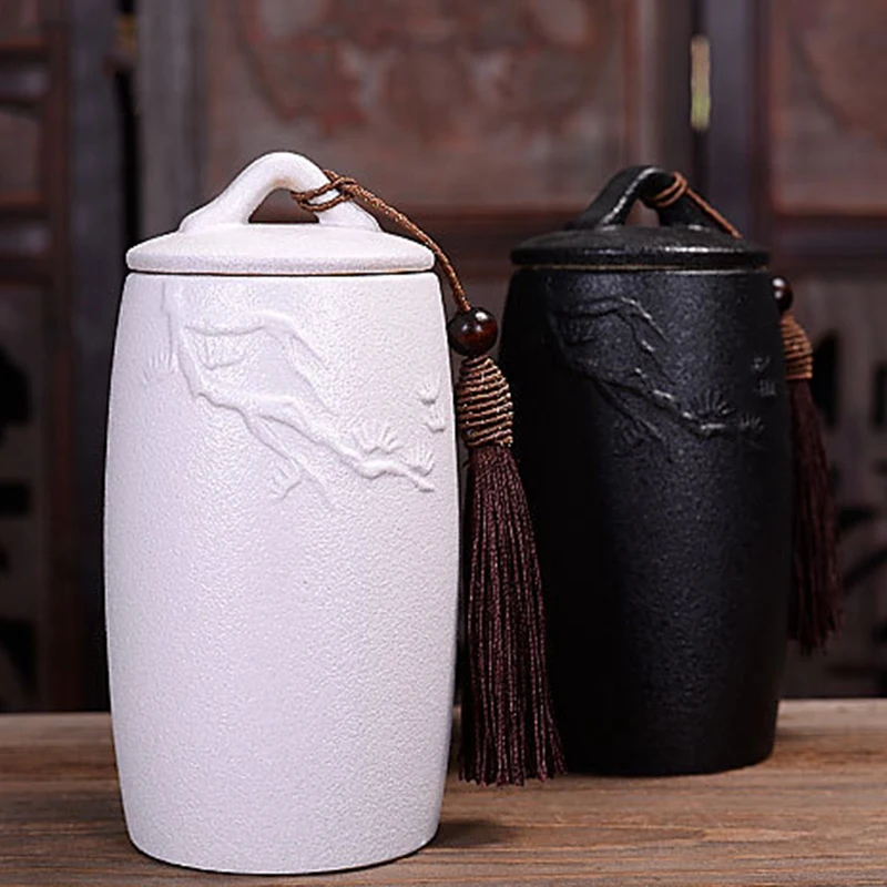 

Tea Storage Jar Ceramic Pottery Caddy for Tea Ceremony Accessories Decor Crafts Seal Container Cans Tanks