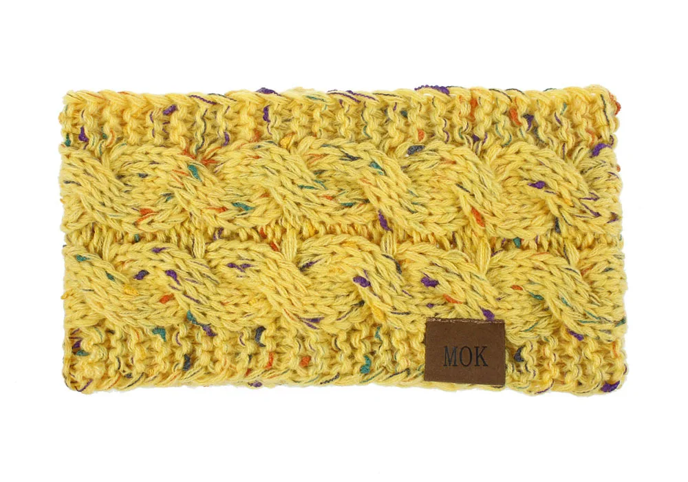 Yellow mix MOK Вязаная повязка на голову, Женская повязка на голову, Женская повязка на голову, широкая повязка на голову, вязаная повязка на голову для девушек, Зимняя повязка на голову WH405D - Цвет: Yellow mix MOK