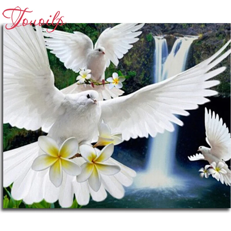 

TOUOILP Full,waterfall Diamond Embroidery,5D White dove and plum Diamond Painting ,Cross Stitch,Diamond Mosaic,diamond pattern,wall decor stickers
