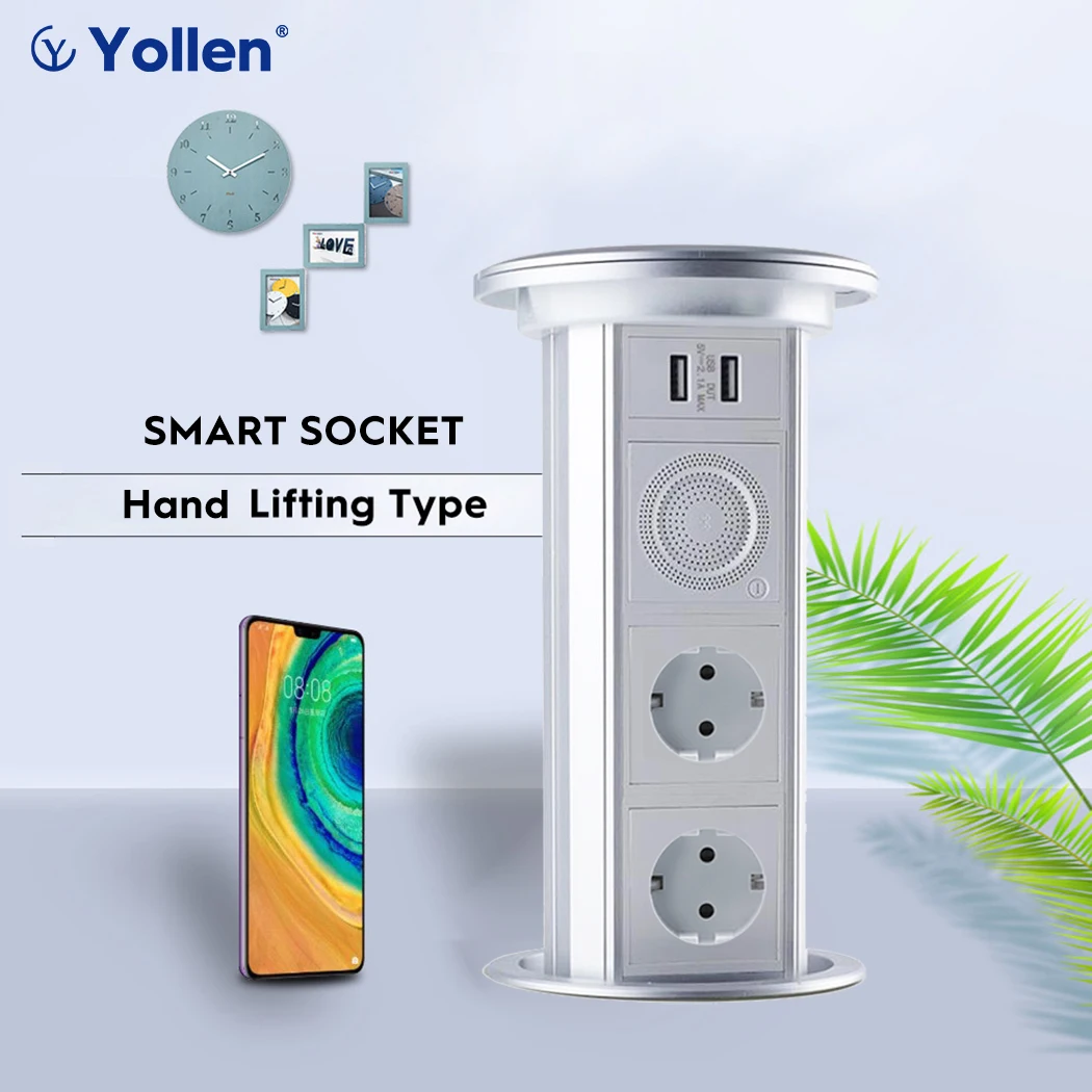 eurfrenchisrael socket table lift usb smart home bluetooth audio desk retractable wireless charge for kitchen cabinet bathroom free global shipping