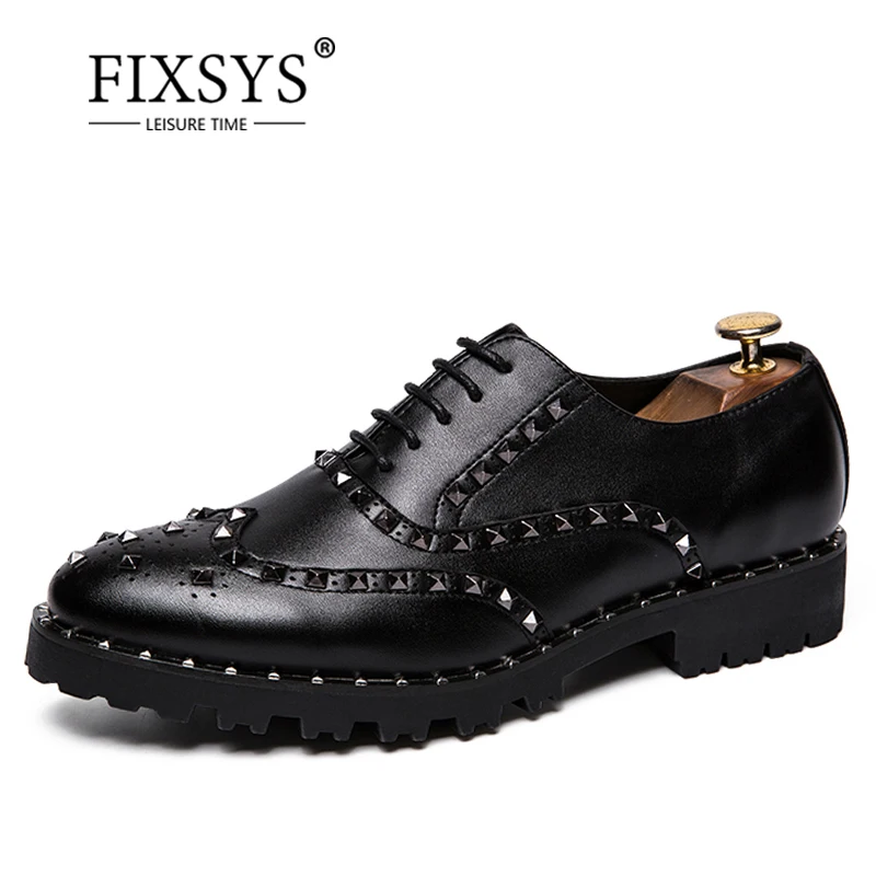 Обувь FIXSYS мужская с заклепками в стиле панк Повседневные Туфли-броги для