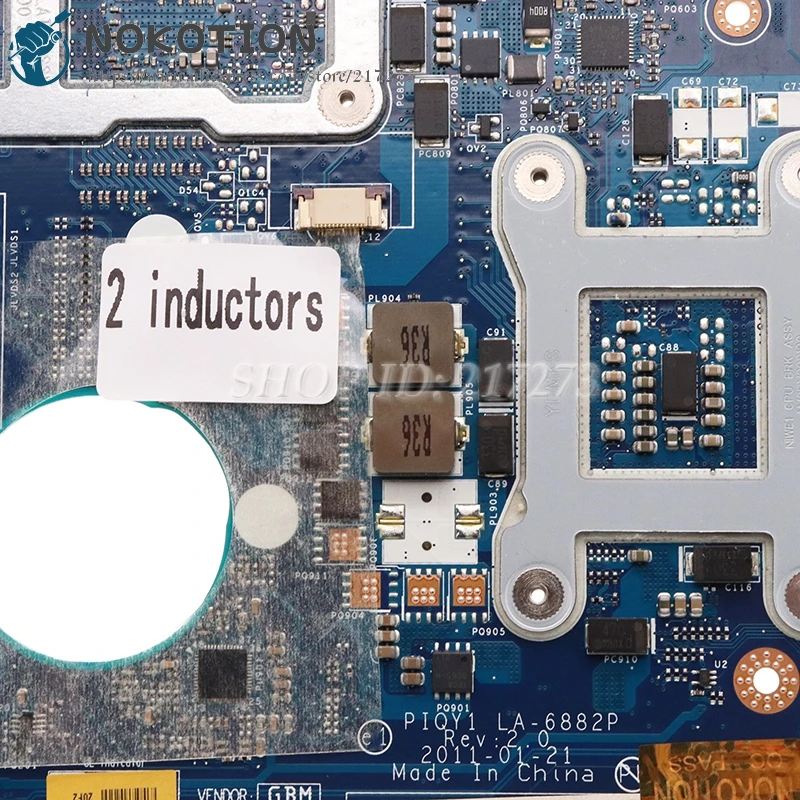 Материнская плата NOKOTION для ноутбука Lenovo IdeaPad Y570 HM65 DDR3 GT555M GPU PIQY1 LA-6882P основная -