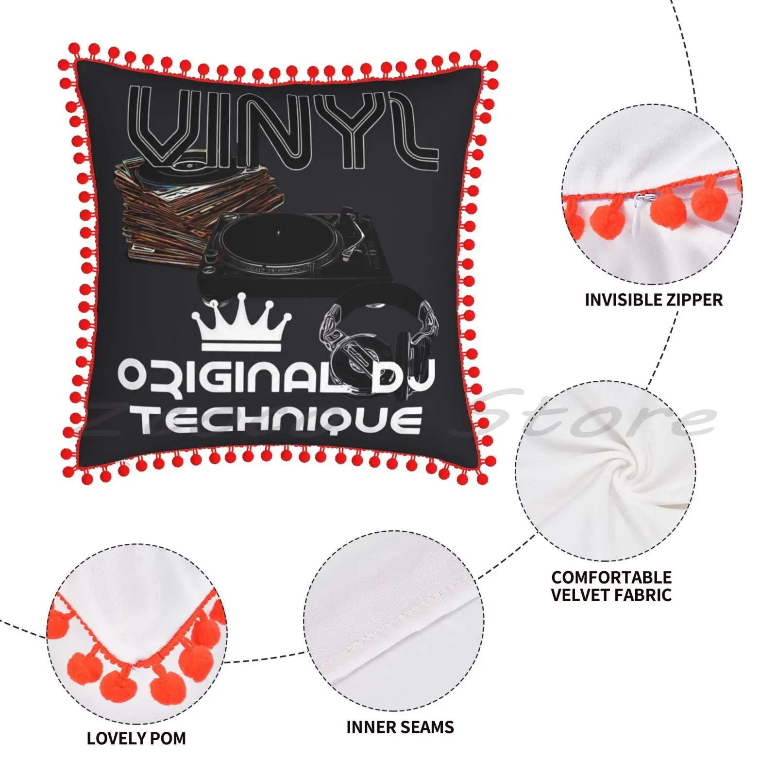 Оригинальная виниловая наволочка Dj с текстильным дизайном надписью хлопковая