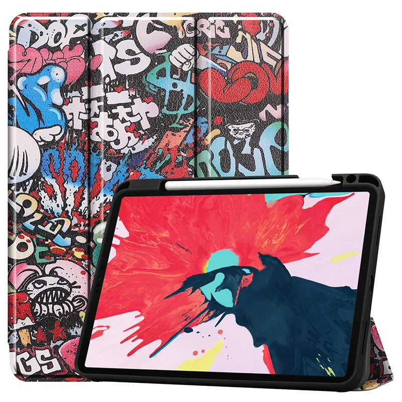 

Магнитный чехол из искусственной кожи для iPad Pro 11 2021, чехол из ТПУ с автоматическим переходом в спящий режим и пробуждением, со слотом для сти...