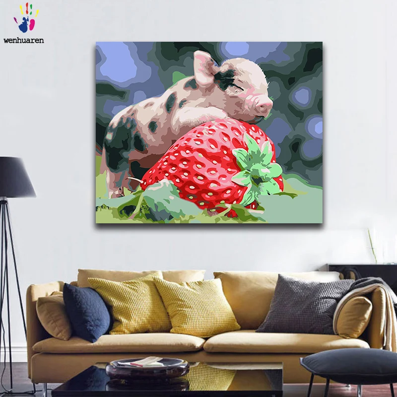 Diy цвета по номерам картина живопись с комплектами свинья прекрасная спальня