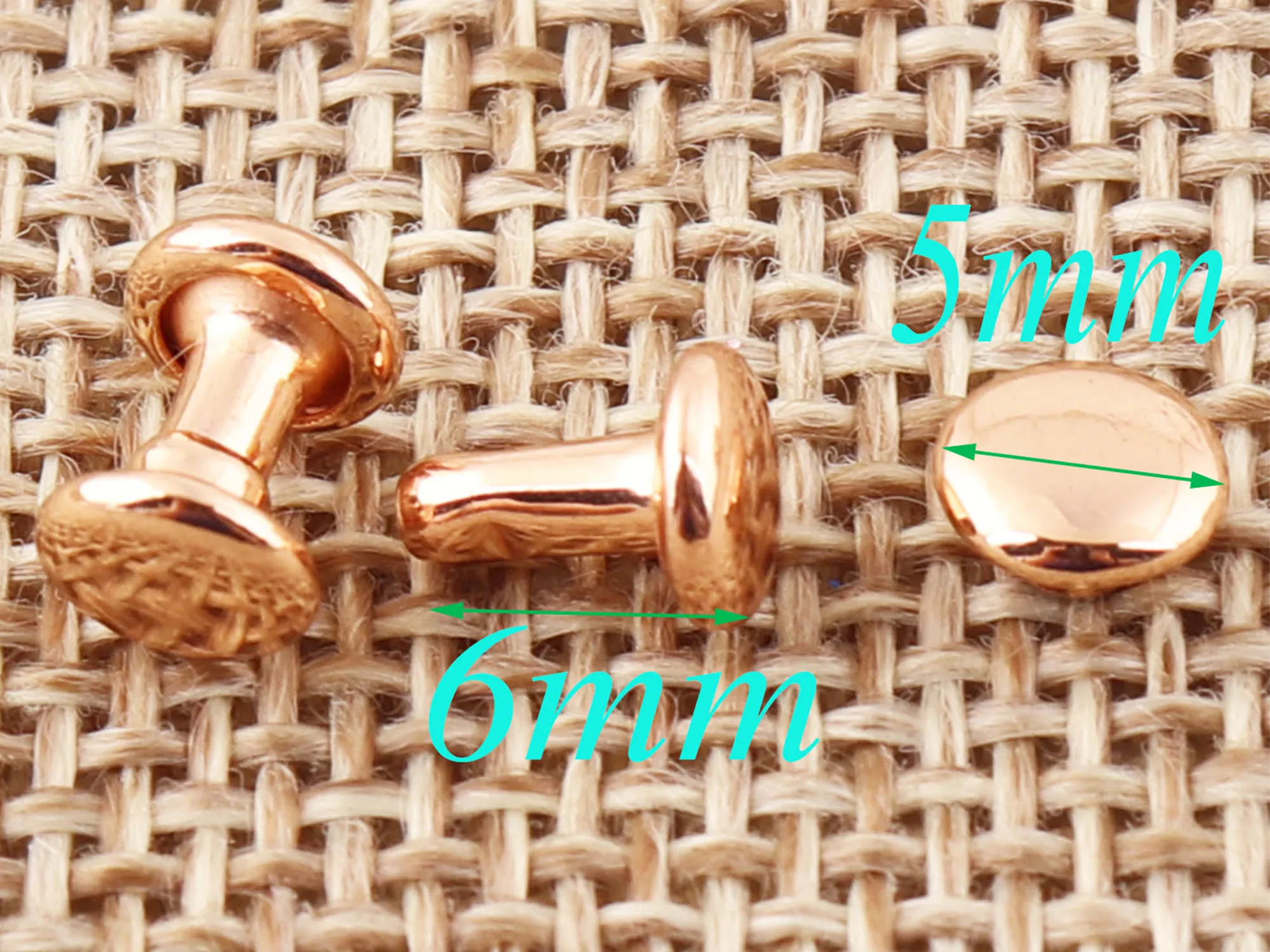 

200 sets Rose Gold MINI Double Cap Rivets Round Rivets Studs Leather craft Rivet Fastener Prong Studs Riveted-5mm*6mm