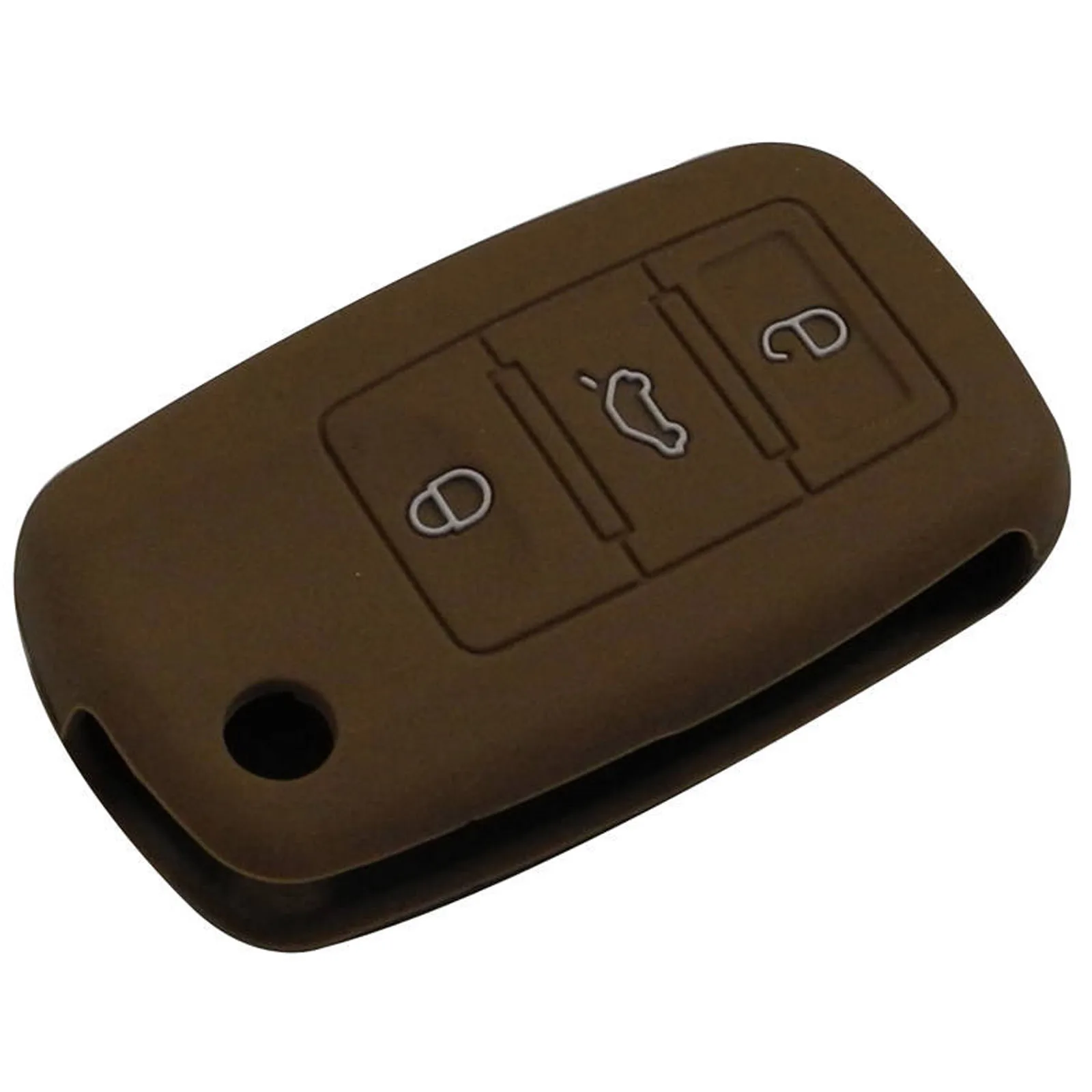 Jingyuqin 3B силиконовый чехол для ключей автомобиля для VW Golf Bora Jetta POLO Passat Skoda Superb Octavia Fabia SEAT Ibiza Leon Procted - Название цвета: brown
