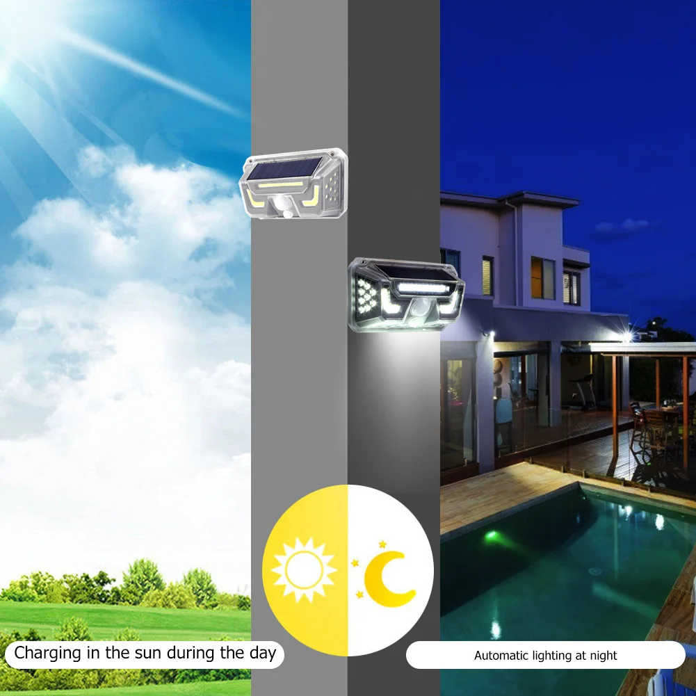 LED COB Solar Light Motion Sensor Illumination Waterproof no Radiation Powered Wall Lamp for Garden Yard Fence | Лампы и освещение