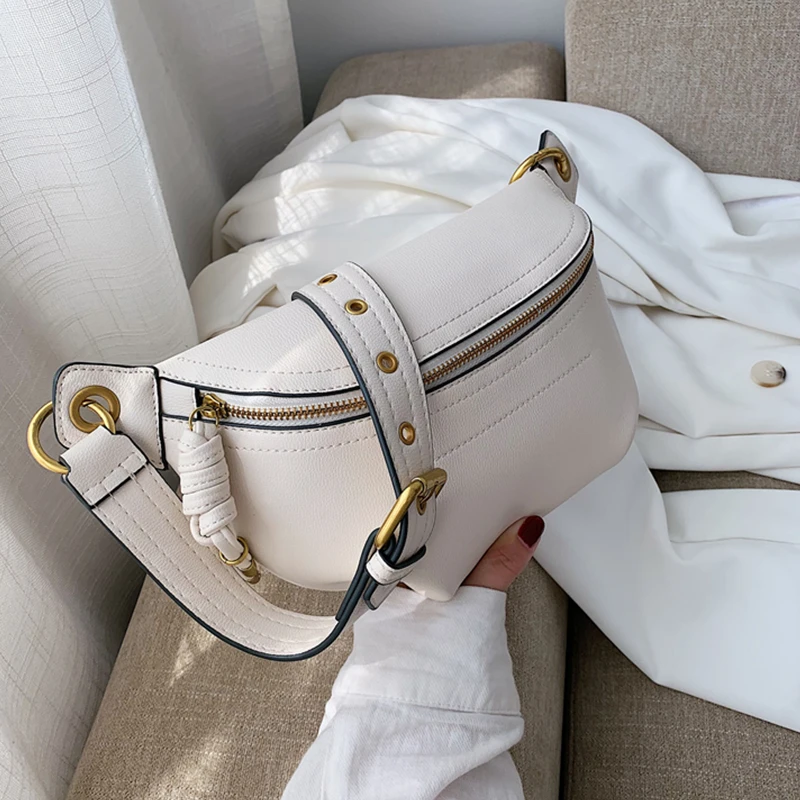 

Fashion Simple Waist Fanny Pack For Women Designer Brand Solid Color High Quality Belt Purse PU Chest Ladies Crossbody Bags 2021