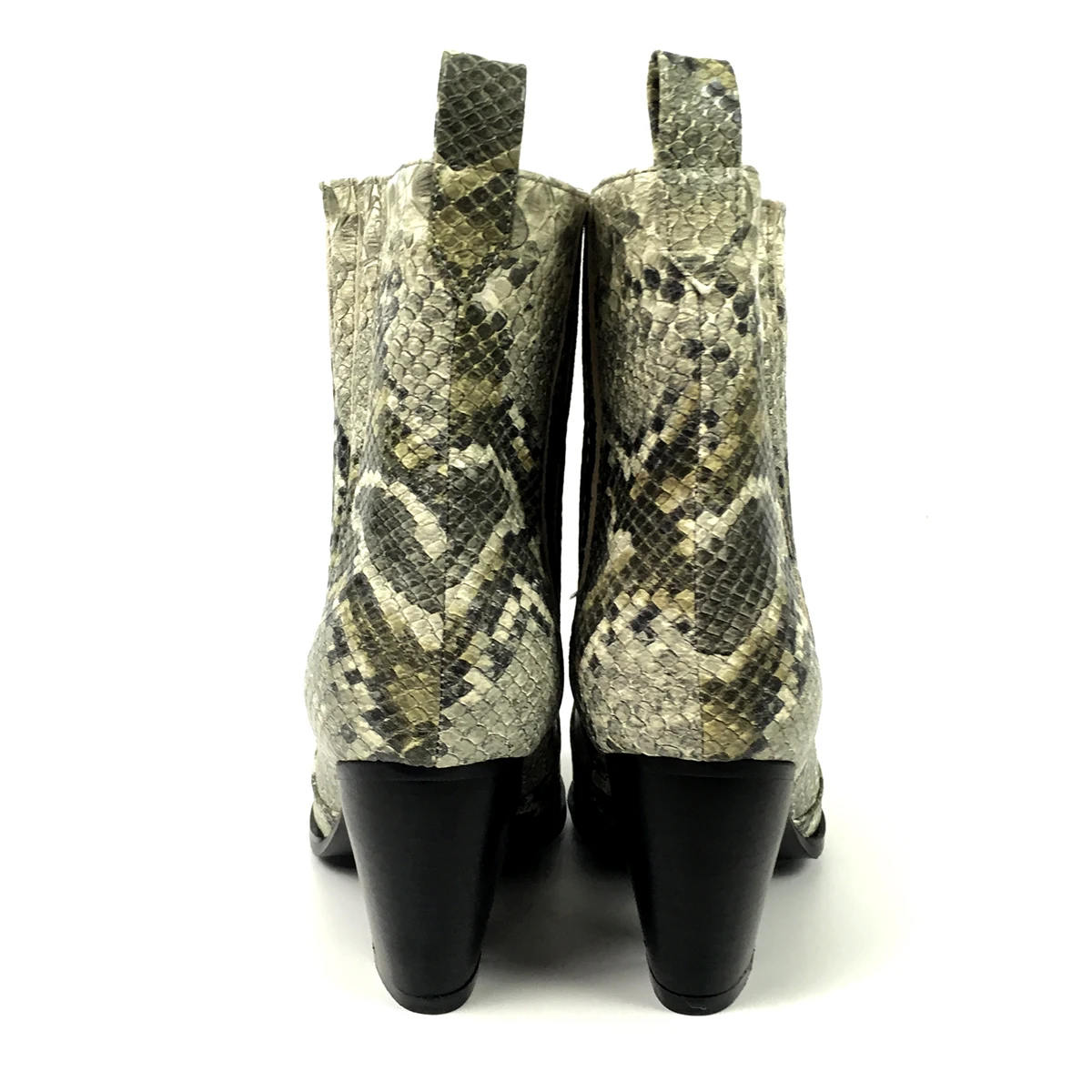 Ботильоны с квадратным носком на среднем каблуке узором из кожи питона Женские