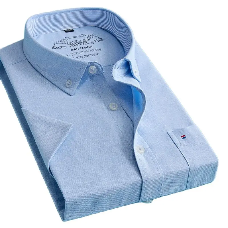 

Summer Single Breasted Blue Short Sleeve Shirt for Men Lapel Slim Version Shirts White Red Grey Top Large Size Men Camisa 5XL