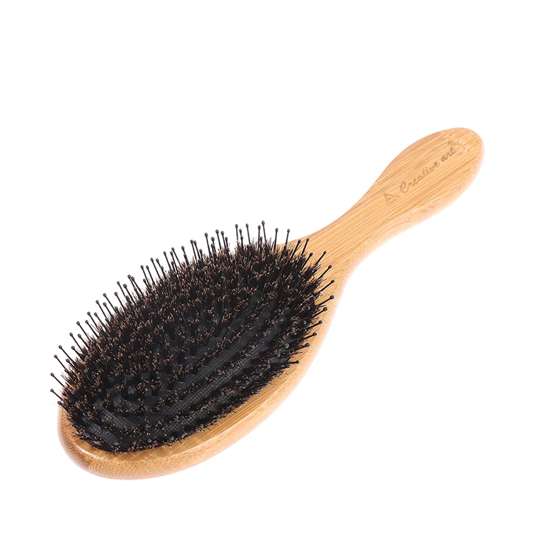 

Detangling Adding Shine Brushes Daily Use For Hair Brush Boar Bristle Hair Brush With Nylon Pins Bamboo Paddle Detangler Brush