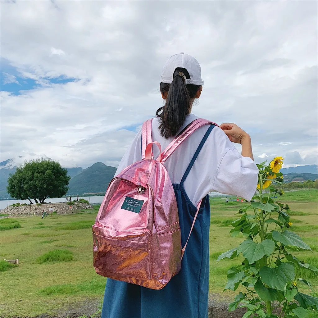 Новинка 2019 женский рюкзак дорожные сумки серебристый лазерный женская сумка