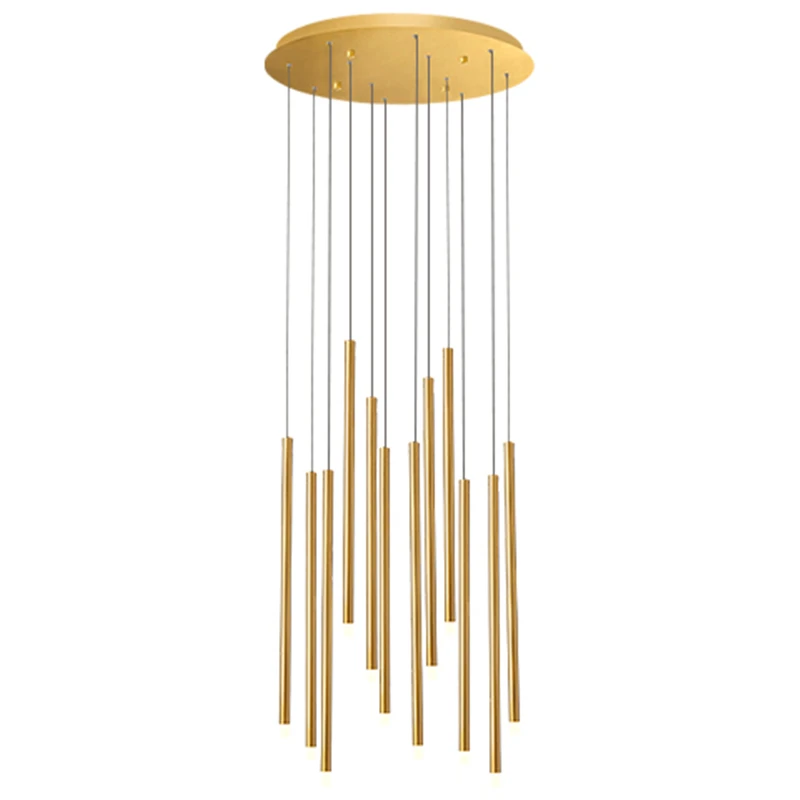 

Modern Black/Golden long tube LED Chandelier spiral staircase Hanging lamp Nordic Living room adjusted freely fixture Lighting