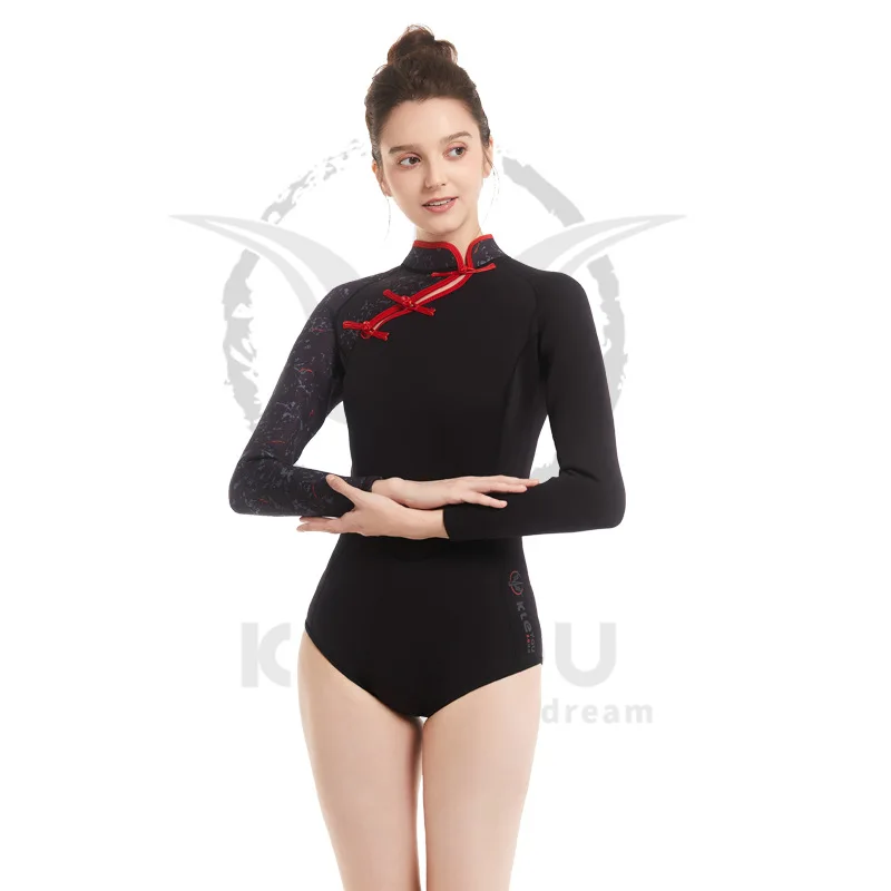 Women 2MM One Piece Neoprene Water Sports Wetsuit Surfing Swimming Spearfishing Scuba Jumpsuit Rash Guard Snorkeling Diving Suit