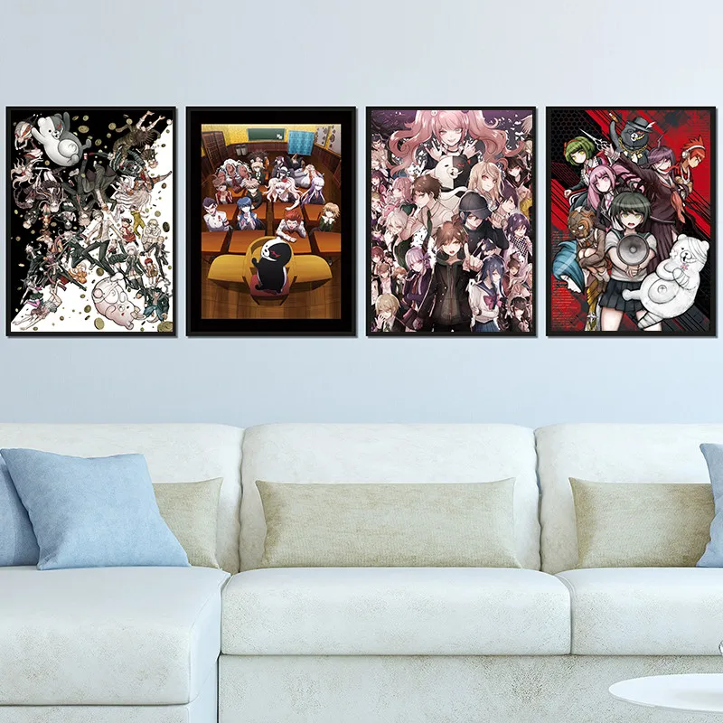 Danganronpa White Coated Paper Poster Japanese Anime Kyouko Kirigiri Whole roles Art Poster and Prints Wall Art Painting