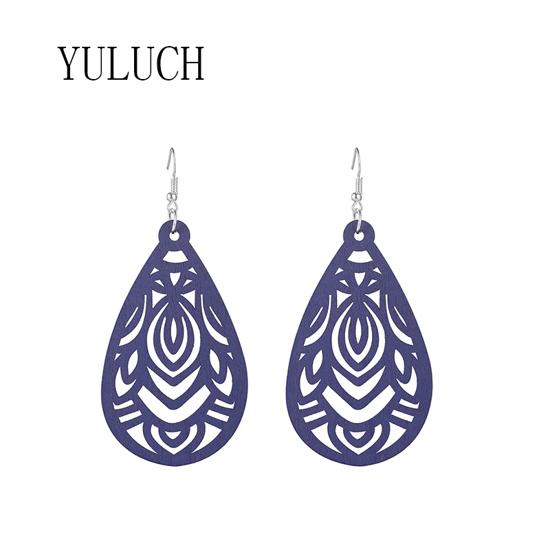 

Женские деревянные серьги YULUCH с вырезами, серьги-подвески в виде капли воды для девочек, простые украшения в стиле ретро, женские повседневные аксессуары вечерние