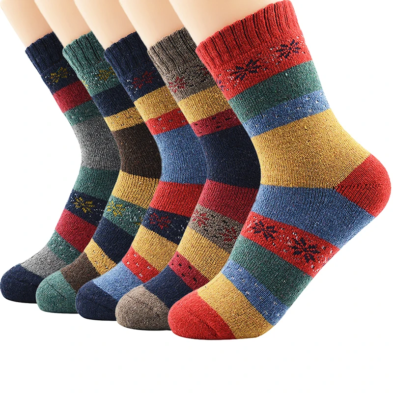 5 Pairs Splice 5 пар/партия, новинка, зимние теплые цветные мужские носки из чесаного хлопка и шерсти, новая одежда, повседневные Свадебные носки - Цвет: 5 Pairs Splice