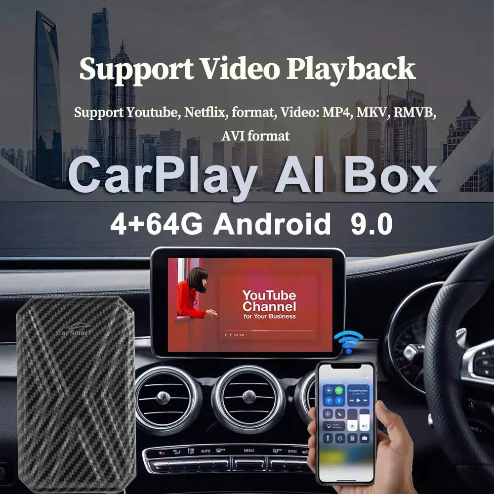 

Android 9.0 4+64GB System Video AI Box for Mercedes Benz A B Class W247 with Built in CarPlay Supports Mirror Link BT Multimedia