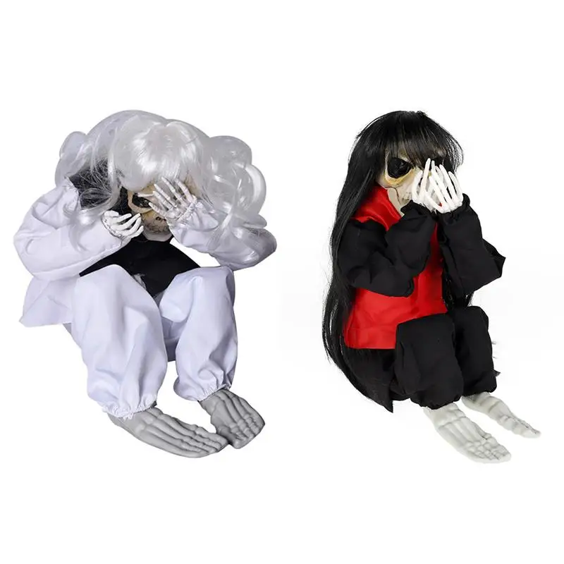 

Реквизит на Хэллоуин, электрические трещивые призраки, голосовое управление, Реалистичная кукла Weeping Girl, дом с привидениями, страшное украш...